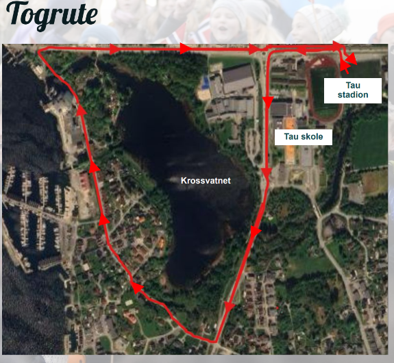kart over ruten til barnetoget på tau - Klikk for stort bilde